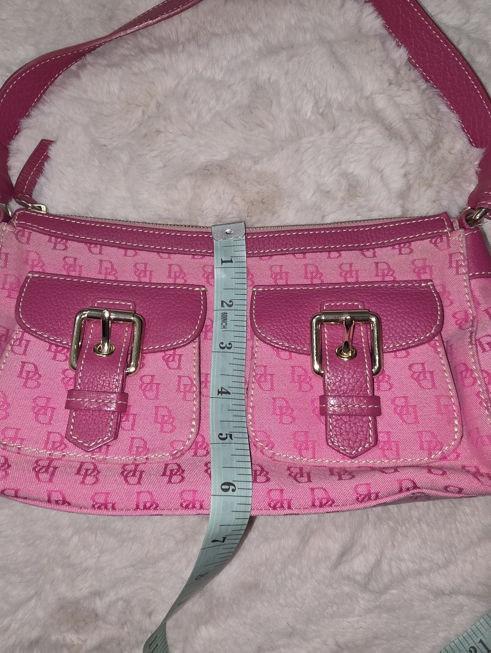 Dooney and Bourke Pink Y2K Monogram Vintage Shoulder Bag - Picture 11 of 12